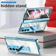 thumbnail image 3 of Feishell for Samsung Galaxy Z Fold 7 Case with Two Hinge Protection & S Pen,Transparent Plating Magnetic Hinge Hidden Kickstand Pen Holder Built-in Screen Protector All-inclusive Phone Case,Blue, 3 of 7