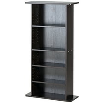 SKYSHALO Multimedia Storage Tower, Espresso Finish, 5-Tier Shelf for 240 CDs, Adjustable Shelving for Music, Films, Video Games & Collectibles Organization