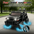 thumbnail image 6 of Xuanlur 12V Kids Ride on Car with Remote Control, Ride on Toys w/ Dual Drive, Four-Wheel Suspension, Bluetooth Music, LED Lights, USB, Shock Absorption, Toys Car for Kids Aged, Black, 6 of 8
