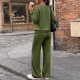 thumbnail image 5 of Womens Henley Sweatshirt Wide Leg Pants 2 Piece Matching Outfit Soft Light Terry Knit Sweatsuit, S, 5 of 6