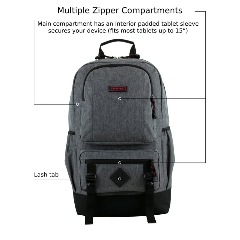 Eastsport Unisex Lexington Laptop Backpack Dark Gray Eastsport Unisex Lexington Laptop Backpack Dark Gray