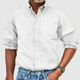 thumbnail image 2 of Mens Vintage Washed Long Sleeve Button Down Shirts Classic Lapel Solid Business Shirt White XL, 2 of 8
