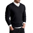 thumbnail image 2 of Yaoyar Men's Cotton Knitted Sweater Long Sleeve V-Neck Thin Slim Fit Business Casual Pullover Sweater, 2 of 6