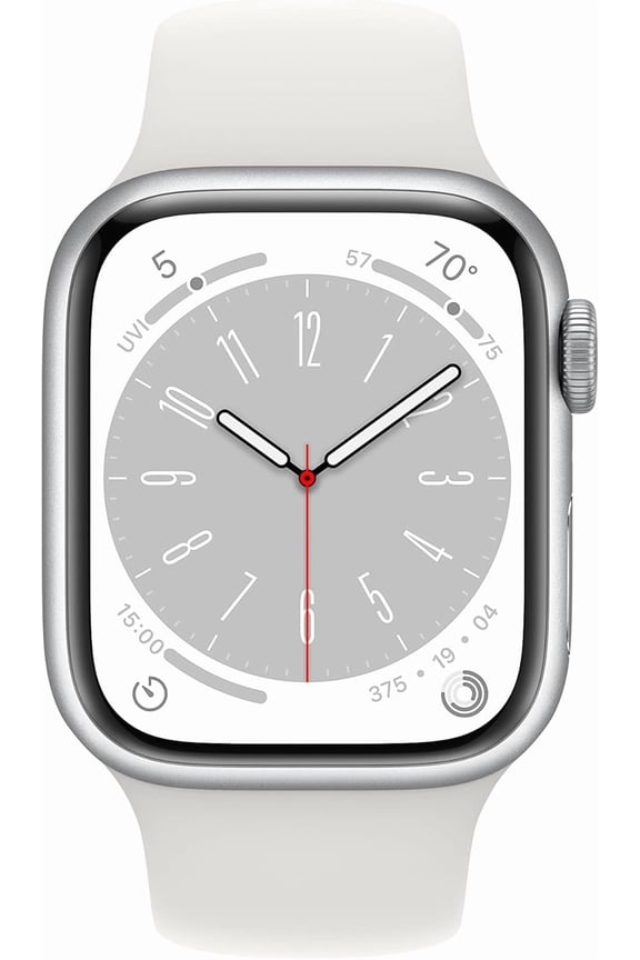 Restored Apple Watch Series 8 (GPS + LTE) 41MM Stainless Steel Case White Sport Band (Refurbished)