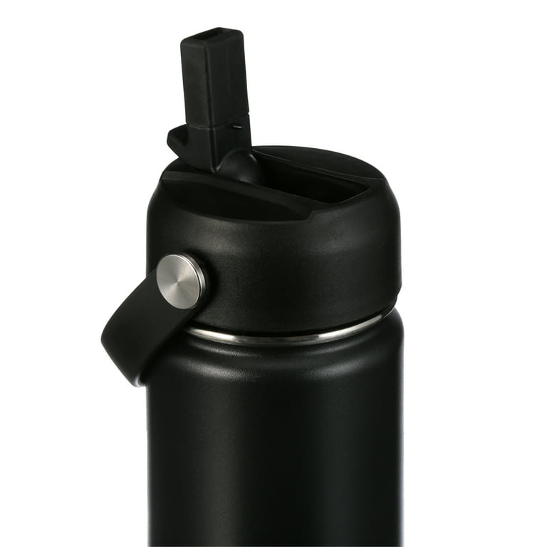 AQwzh 20 oz Black Vacuum Insulated Stainless Steel Water Bottle with Wide  Mouth and Straw Lid