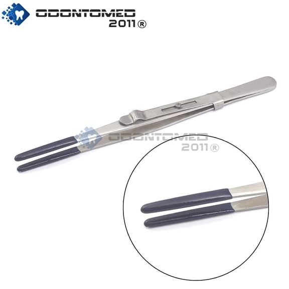 OdontoMed2011 Tweezers Slide Lock & Pvc Rubber Coated Tips Non Marring Tweezer 6" Hobby Crafts