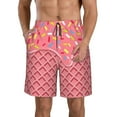 thumbnail image 2 of Uemuo Chocolate with Flowing Cream Pattern Men's Swim Trunks Hawaiian Beach Bathing Suit Swimsuits Beach Quick-Dry Shorts with Pockets-Small, 2 of 9