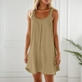 thumbnail image 2 of Vestido holgado con tirantes estilo playa para mujer: vestido de verano ligero y elástico con cuello en V, 2 of 5