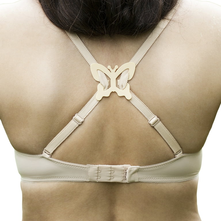 Bra Strap Clips - Racer Back - Conceal Straps - Cleavage Control  (Butterflys - 4 Pack) 