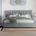 thumbnail image 3 of King Size Lift up Storage Bed Frame, Upholstered Platform Bed with Headboard & Hydraulic Storage & Wood Slats Support, No Box Spring Needed, Gray, 3 of 9