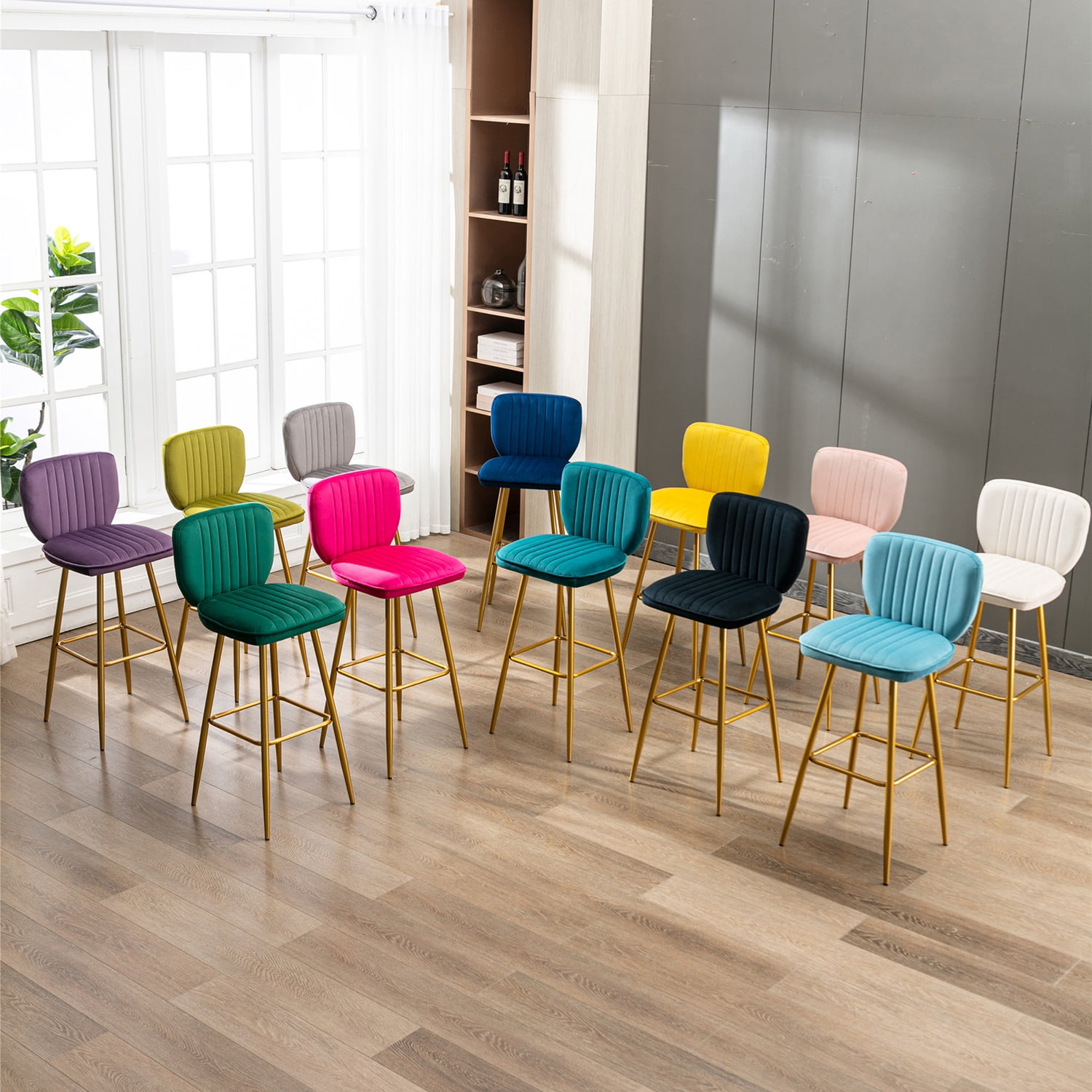 Kepooman Modern Design Bar Stools Set of 1 with Back for Bar Counter, Yellow Kepooman Modern Design Bar Stools Set of 1 with Back for Bar Counter, Yellow