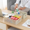 thumbnail image 3 of ANMINY Stackable Lace-Design Plastic Storage Bins with Lids, Beige, 4 Piece Set, 3 of 6
