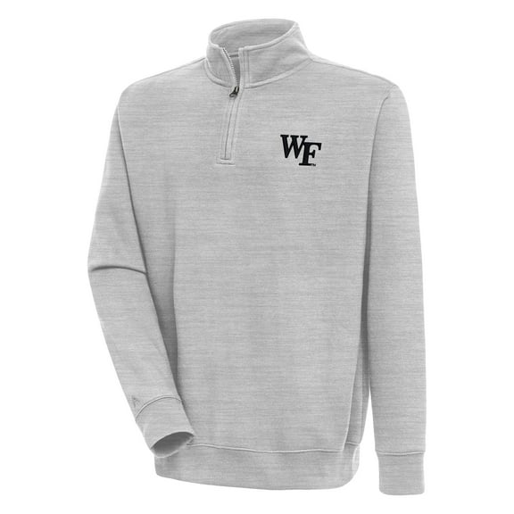 Men's Antigua  Heather Gray Wake Forest Demon Deacons Victory Quarter-Zip Pullover Top