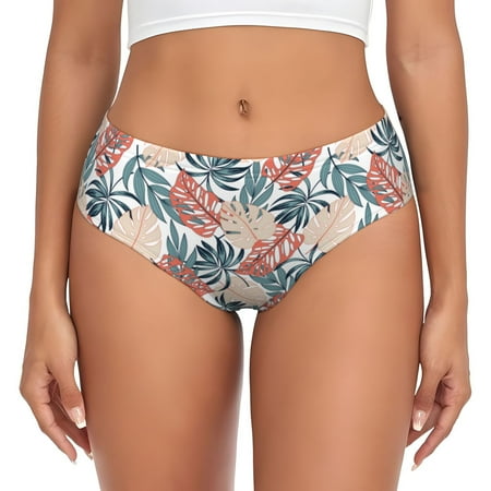 Womens Underwear - Hawaiian Style Big Leaes No Show Seamless Underwear for Women  Soft Stretch Womens Panties  Hipster Ladies Panties Bikini Underwear Briefs