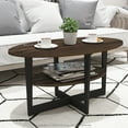thumbnail image 5 of Furinno JAYA Oval Coffee Table, Columbia Walnut/Black, 5 of 6