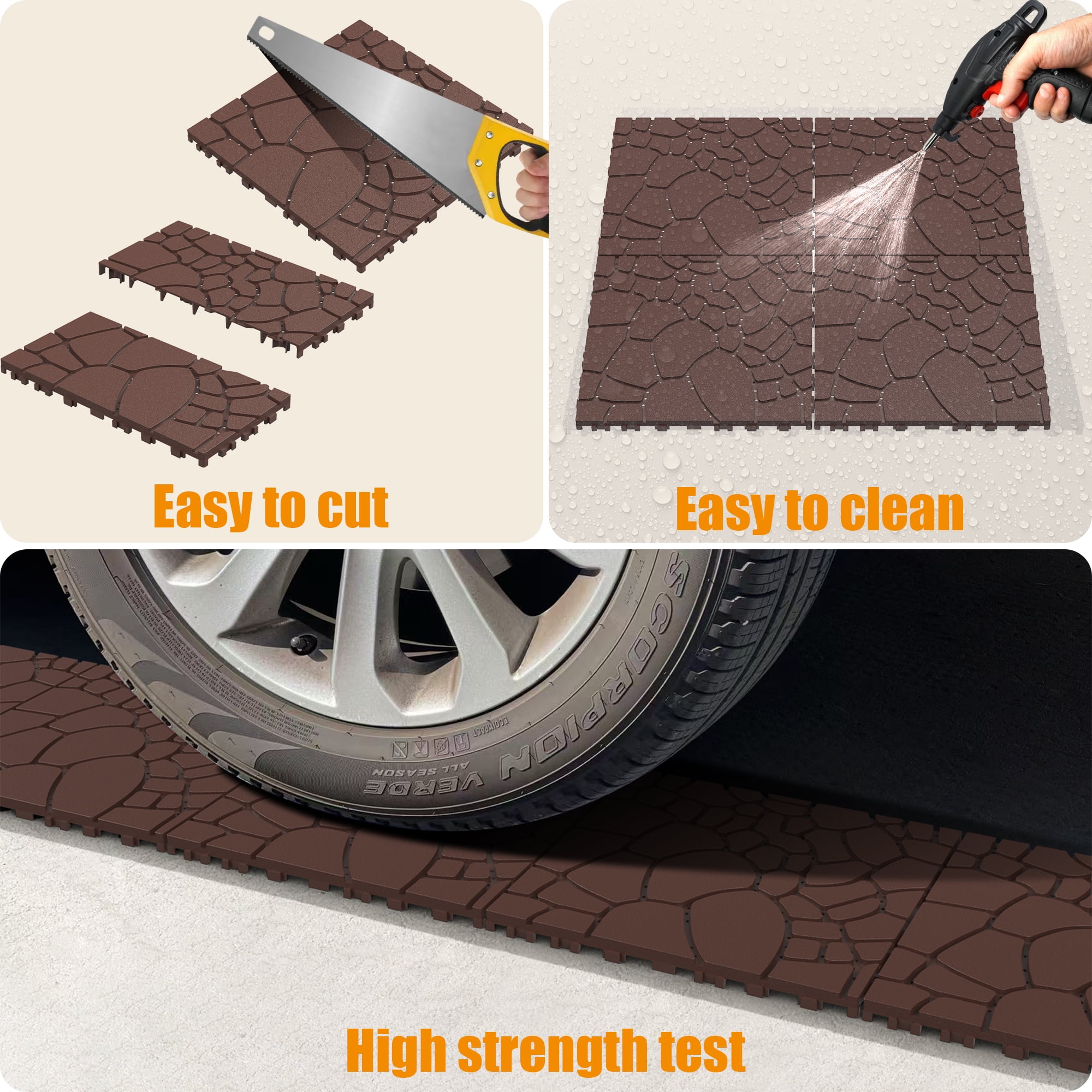 12" Patio Deck Tiles, DIY Module Interlocking Decking Tiles Floor Tile, Easy and Quick Installation Court Tiles for Porch Poolside Balcony Backyard 44pcs