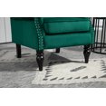 thumbnail image 3 of Velvet Wood Frame Armchair with Wide Backrest and Cushions, Modern Accent Chair, Lounge Chair with Sturdy Wood Legs for Living Room Bedroom, Green, 3 of 9