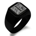 thumbnail image 1 of Stainless Steel Letter I Initial Floral Box Monogram Engraved Engraved Square Flat Top Biker Style Polished Signet Ring, 1 of 1