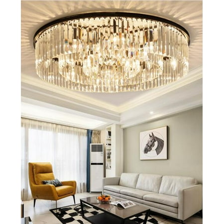 

AFANQI 9 Light 23.6 Crystal Finish Ceiling Light Modern Flush Mount Ceiling Light Round Chandelier Light Fixture for Dining Room Living Room 110V