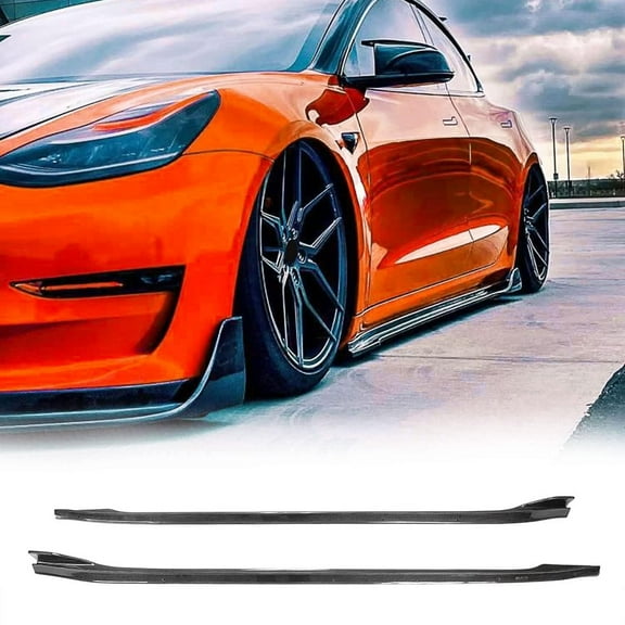 Model 3 Real Carbon Fiber Side Skirts for Tesla Model 3 Sedan 2017-2023 Under Door Rocker Panels Valance Extension Lip