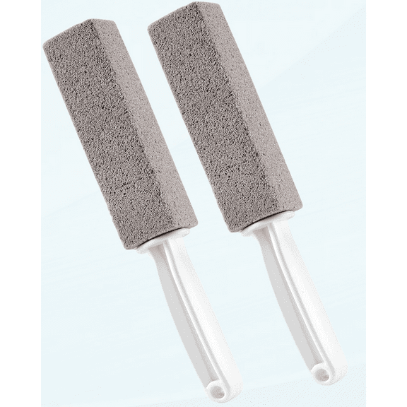 2 Pack Pumice Stone for Toilet Bowl Cleaning with Handle, Scouring Stick Remove Toilet Bowl Hard Water Rings, Calcium Buildup and Rust for Cleaning Toilet, Bathroom, Kitchen Sink, Grill (Gray)