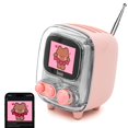 thumbnail image 1 of Divoom Tiivoo-2 Altavoz Bluetooth retro con radio FM, mini altavoz inalámbrico portátil Pixel Art, decoración vintage, adecuado para fiestas, oficina, escritorio, hogar, dormitorio, cocina, color rosa, 1 of 5