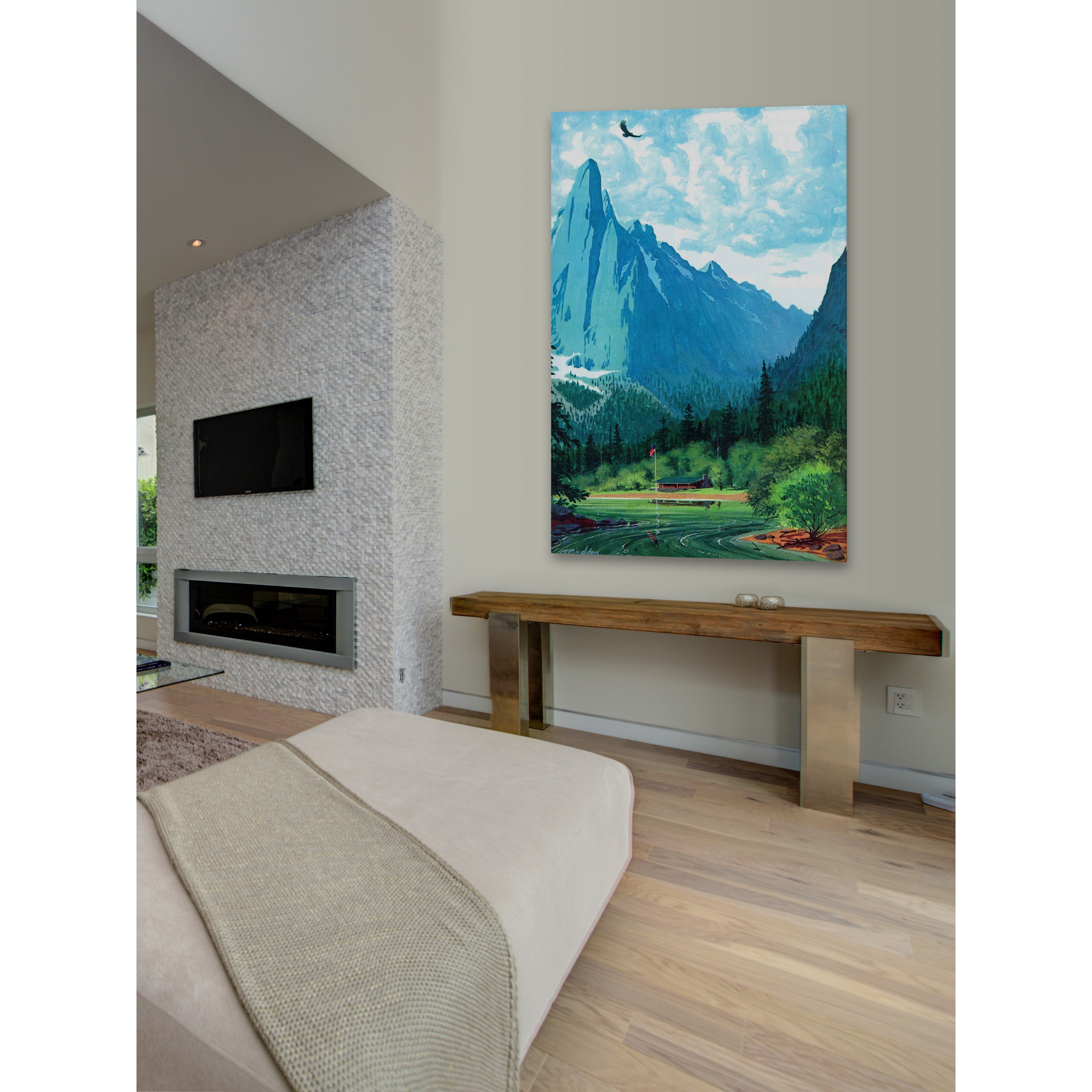 "Blue Peaks" Painting Print on Wrapped Canvas