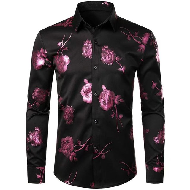 Camisas hawaianas con flores, camisas de moda para hombre, blusas playeras de manga larga, ropa para hombre, blusas Voion, camisas masculinas con flores