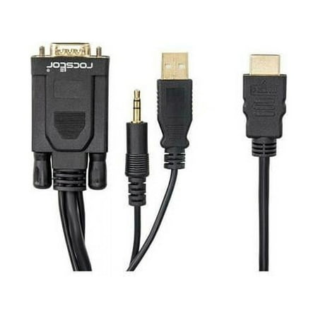 UPC: 0810606034329 | Rocstor Y10C264-B1 6 ft. 15 Pin Male to Male HDMI to VGA Cable Black