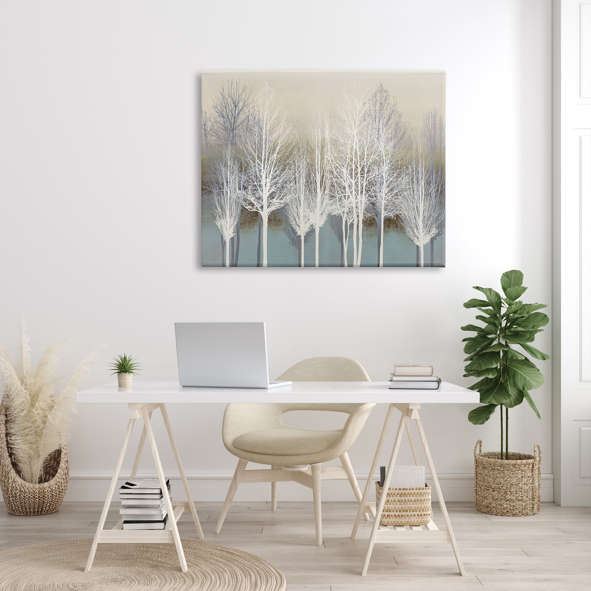 Stupell Industries Winter Tree Forest Silhouettes over Abstract Pattern, 36 x 48, Designed by Kate Bennett