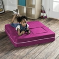 thumbnail image 4 of Jaxx Zipline Kids Modular Loveseat & Ottomans, Fold Out Lounger, Fuchsia, 4 of 9