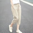 thumbnail image 4 of PuLe Capris Trousers for Women IXIMO Women's 100% Linen Pants Relax Fit Lantern Cropped TaperedPants Trousers with Elastic Waist, 4 of 4