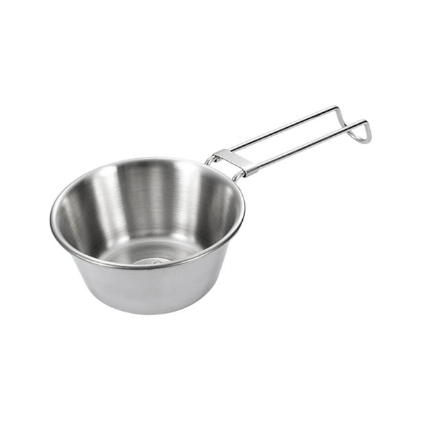 Cuenco para acampar, utensilios de cocina de acero inoxidable con asa plegable, recipiente para alimentos, utensilio 200ml