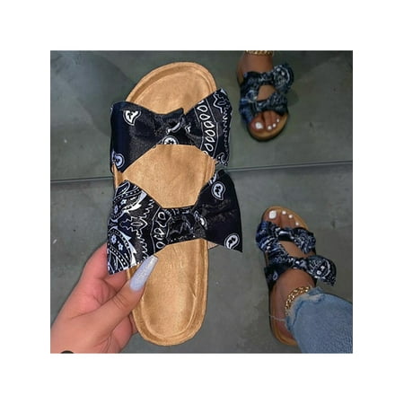 

Avamo Womens Bowknot Flat Sandals - Suede Slip ons Spring Summer Beach Shoes
