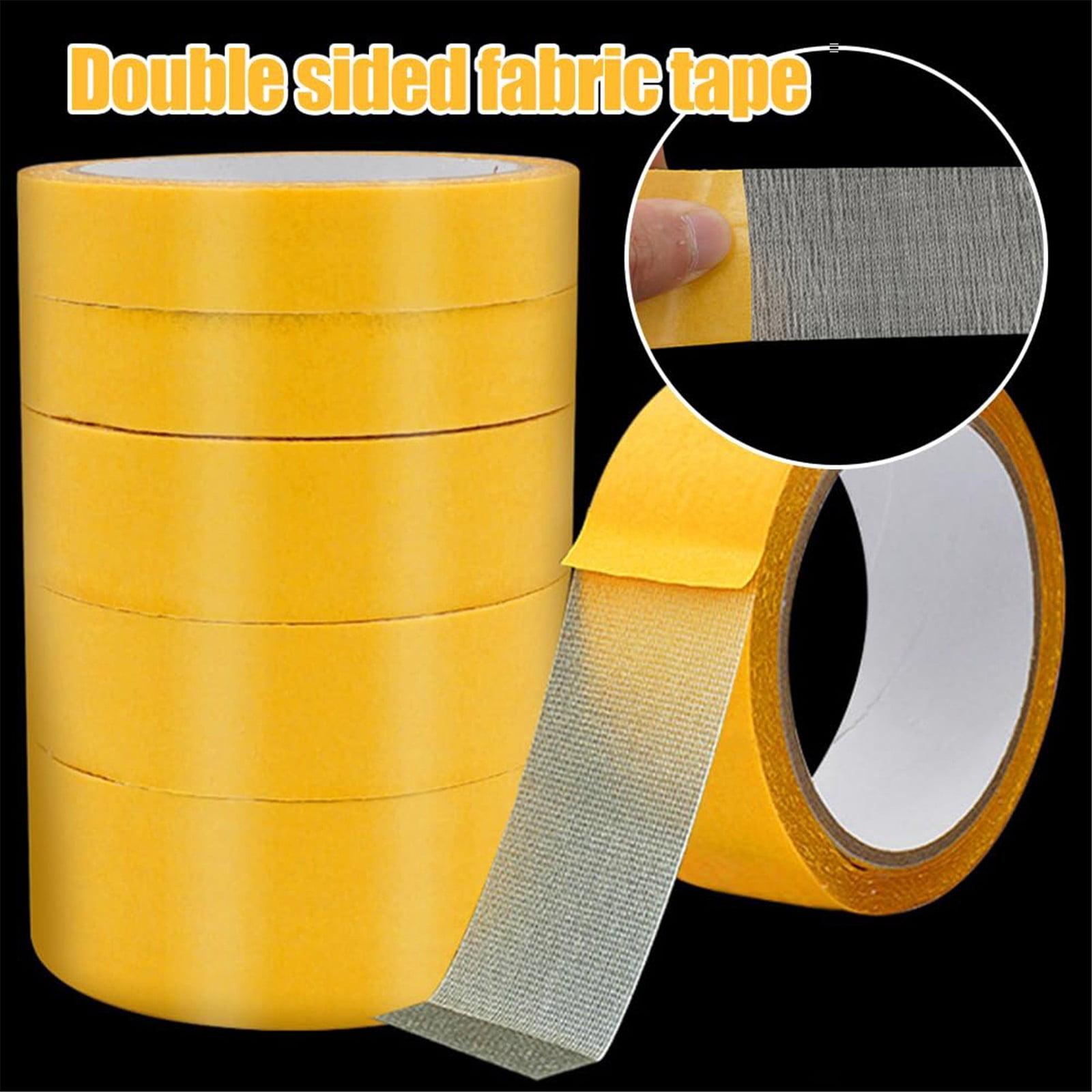 ZOURIH 3 Pcs Double Sided Tape Heavy Duty 2"*65.6ft,High Tack Strong Wall Adhesive Tape with Fiberglass Mesh,Removable Sticky Double Sided Mounting Type for Rugs,Carpets,Pictures,Yellow