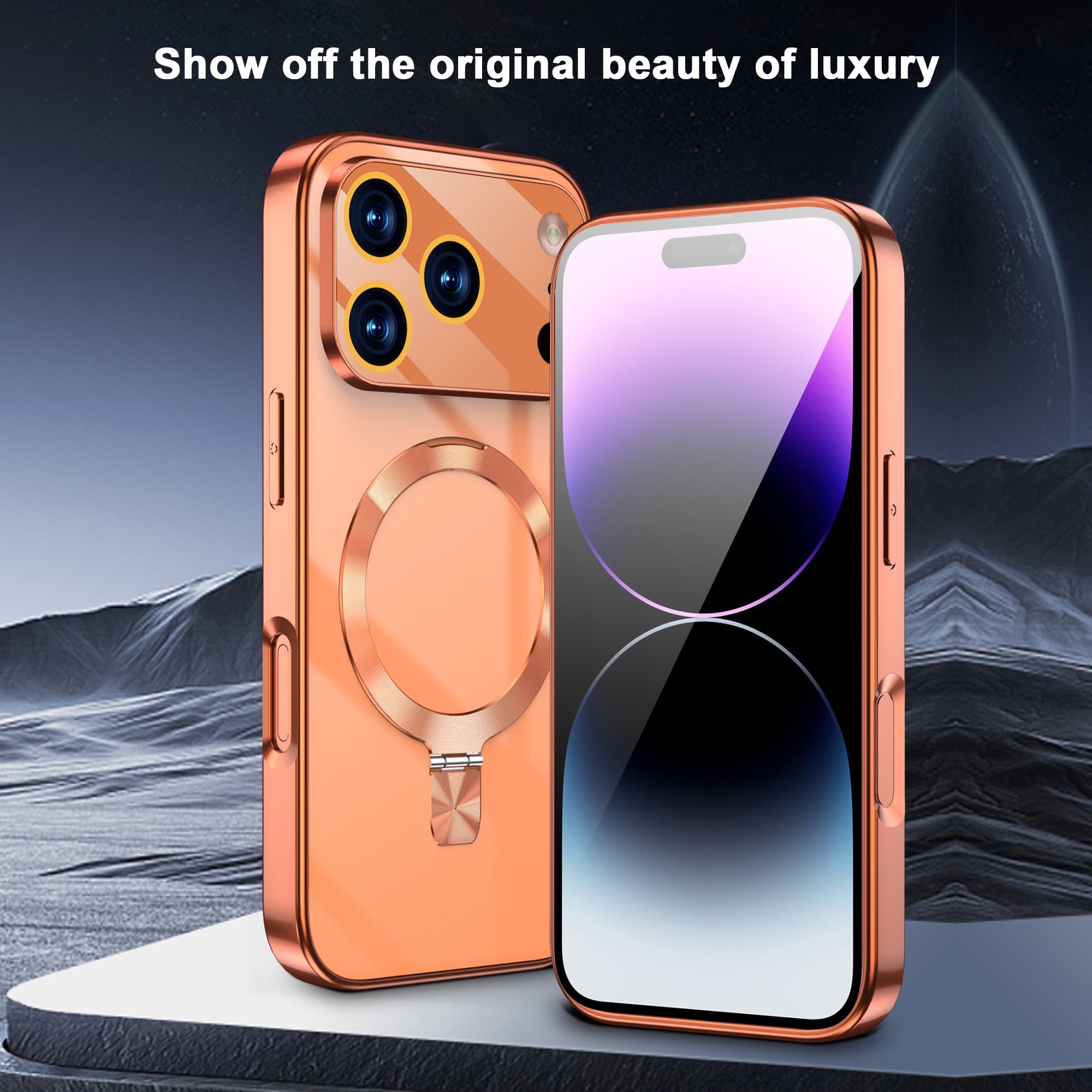 JETeacka Magnetic for iPhone 17 Pro Case with Stand MagSafe Compatible Camera Protection Military Drop Protection Not Yellowing Slim Cover, Orange