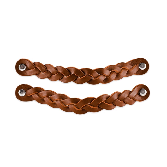 Tiradores de cuero trenzado Brute Strength color coñac, 2 unidades