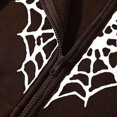 thumbnail image 4 of Fanxing Juniors Women Hoodies Sweatshirt Long Sleeve Zip Up Halloween Spider Net Print Casual Y2k Hooded Jacket with Pocket 2025 Clearance Coffee,L, 4 of 6
