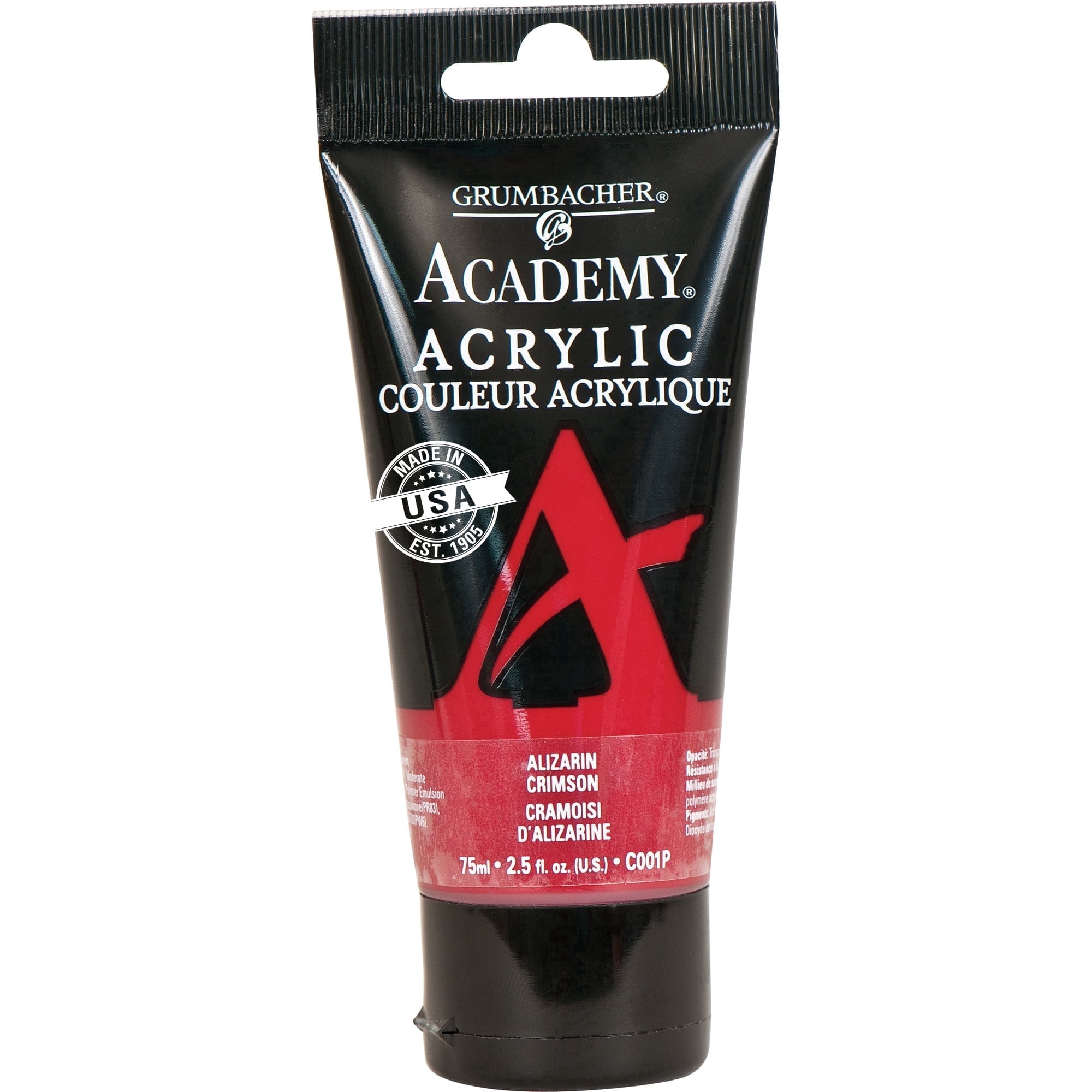 (2 pack) Grumbacher Academy Acrylic Paint 75ml Tube - Alizarin Crimson