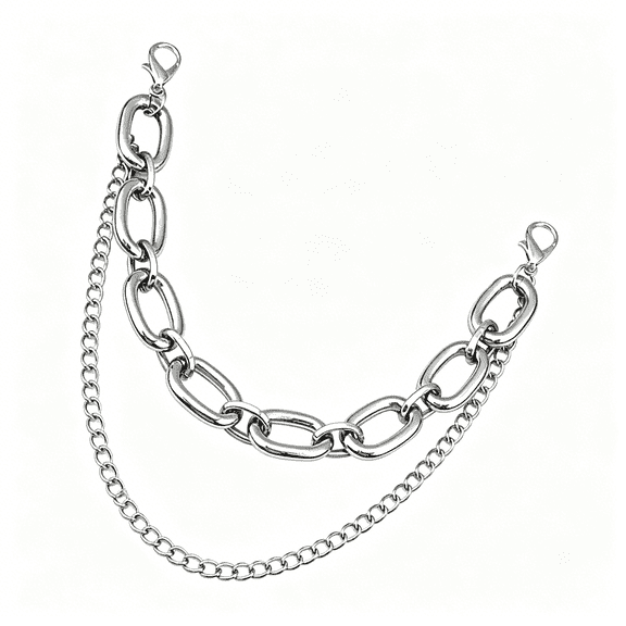 DESIGNICE Silver Bag Chain Layered Keychain,Goth Punk Purse&Wallet Accessory Decorative for Women,Short Tote Chain Charm