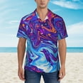 thumbnail image 2 of Susaid Swirl Print Blue Purple Print Short Sleeve Shirts Button Down Casual Shirts Summer Beach Aloha Button Down Short Sleeve for Men ,Large, 2 of 7
