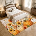 thumbnail image 4 of Area Rugs 5'x7', Orange Pumpkins Fall Carpet Runner Indoor Outdoor Rugs Home Decor Aesthetic, Vintage Sunflower Botanical Thanksgiving Non Slip Mats Washable Accent Rug for Living Room Bedroom, 4 of 8