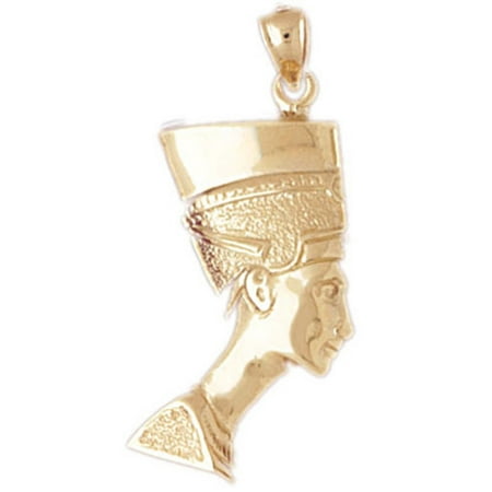 14K Yellow Gold Nefertiti Pendant - 34 mm