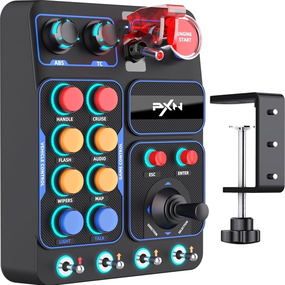 PXN CB1 Gaming Button Box – Sim Drive Control with 19 Buttons , 30 Programmable Options