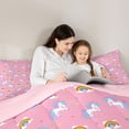 thumbnail image 5 of Erosebridal Cartoon Animal Unicorn 7pcs Bedding Comforter Set For Kids,Kawaii Rainbow Pattern Girls Queen Bedding Sets,Reversible Pink, 5 of 7