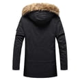 thumbnail image 5 of Men's Winter Hooded Mid Length Coat Jacket Stand Up Collar With Pockets Thickened Warm Coat, 5 of 9