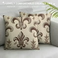 thumbnail image 3 of GOSMITH  Fleur De Lis Throw Pillow Cushion Cover, Heraldic Pattern with Fleur-de-Lis and Crowns Tiara Coat of Arms Knight, Decorative Square Accent Pillow Case, Beige Taupe, 3 of 5