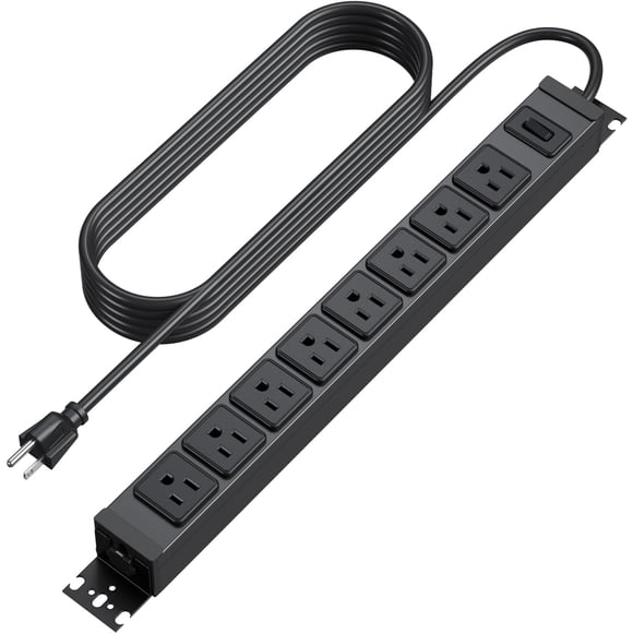 Power Strip HHSOET de metal con montaje giratorio de 360°, 8 enchufes