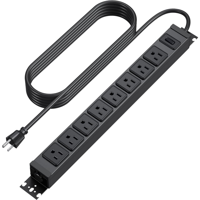 Power Strip HHSOET de metal con montaje giratorio de 360°, 8 enchufes