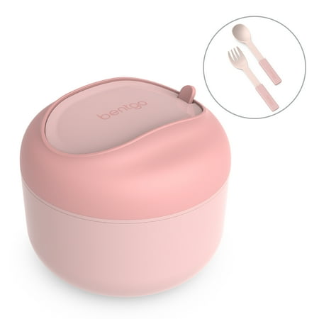 Bentgo Bowl - Insulated Leak-Resistant Bowl with Snack Compartment, Collapsible Utensils and Improved Easy-Grip Design for On-the-Go - Blush